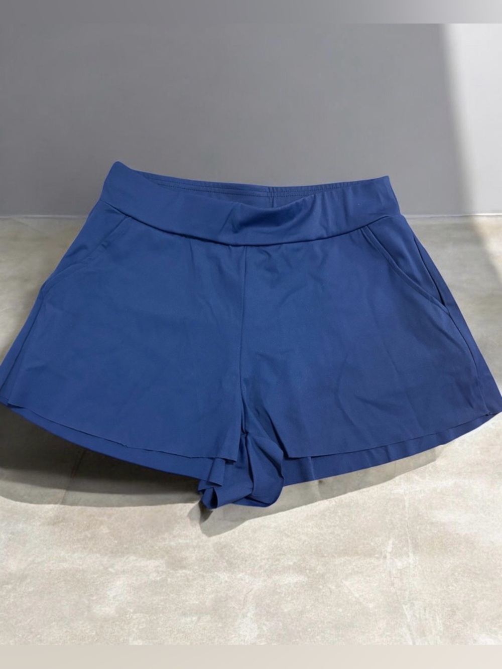 High-Rise Athletic Shorts for Women in Deep Blue